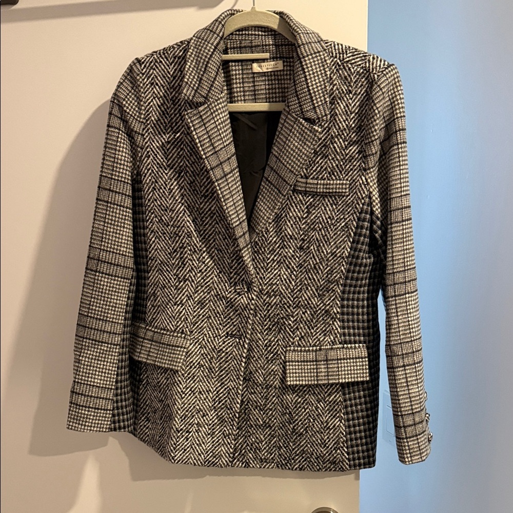 Lovestitch Black and White Plaid Blazer